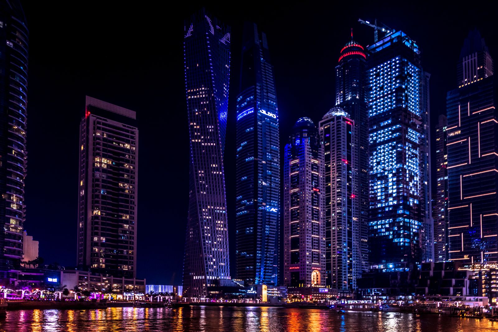 Dubai real estate skyline at night